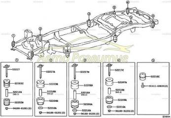 Запчасть подушки кузова (рамы) комплект TOYOTA LAND CRUISER